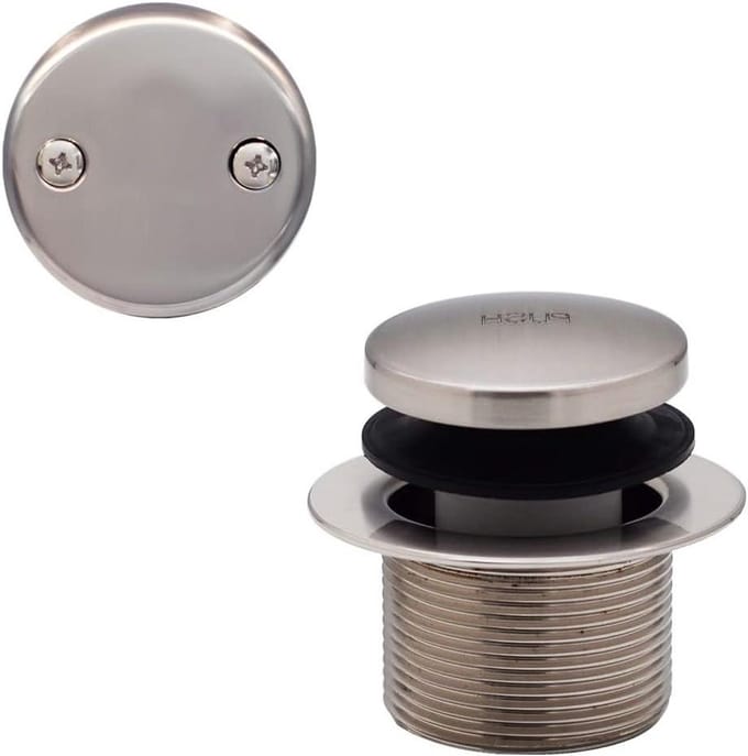 Badafvoer Trim Set - Afvoerplug Overloop - Badkamer Vernieuwen - Tip-Toe Bediening - 1-1/2 inch - Satijn Nikkel