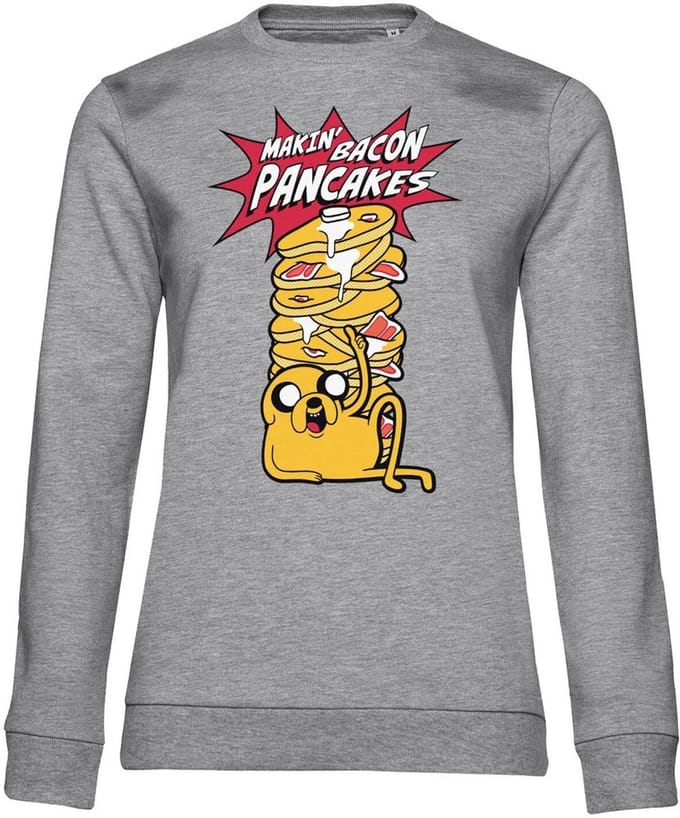 Adventure Time Makin' Bac-on -pannenkoeken Girly dames-sweatshirt grijs gemêleerd