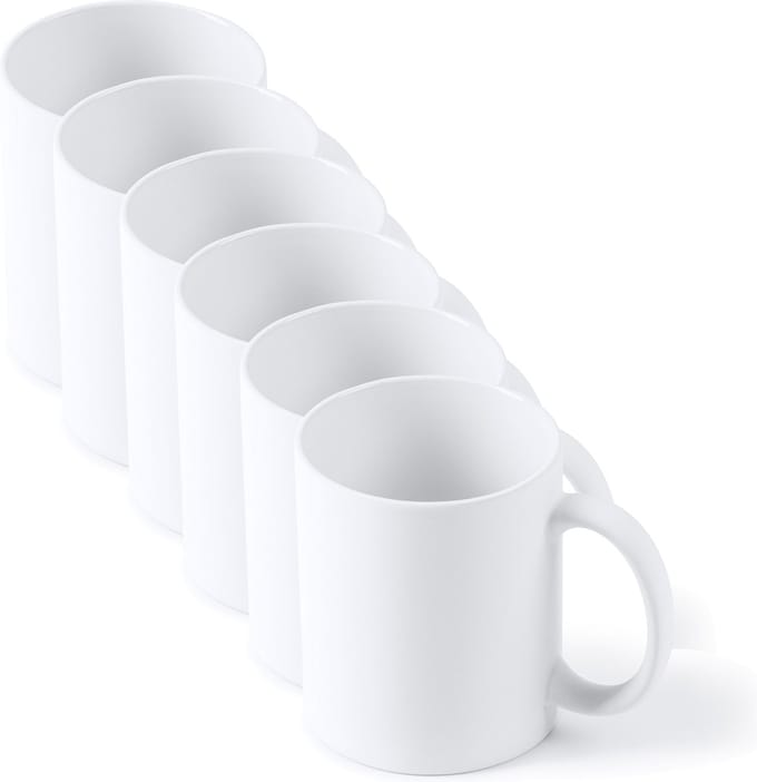 6 pack Speciale mok voor keramische sublimatie, 350 ml met matte afwerking.
