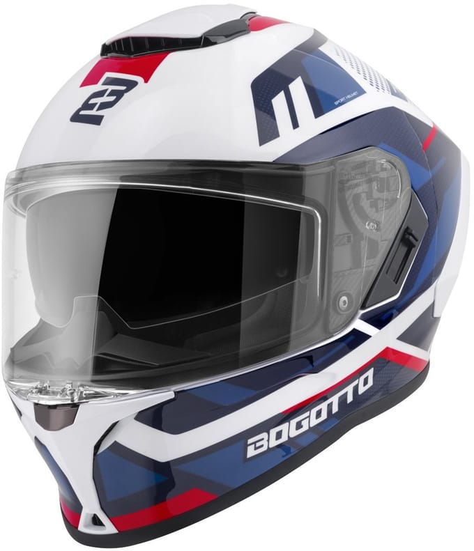 Bogotto Phantom Codex Wit Rood Blauw Fiberglas Integraalhelm - Helm