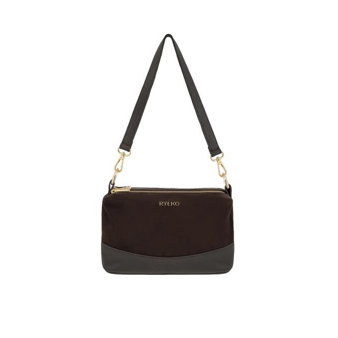 Leren en nubuck schoudertas voor dames Ryłko