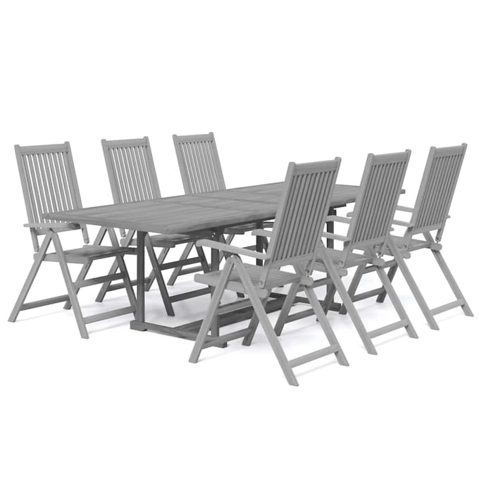 vidaXL - 7-delige - Tuinset - massief - acaciahout