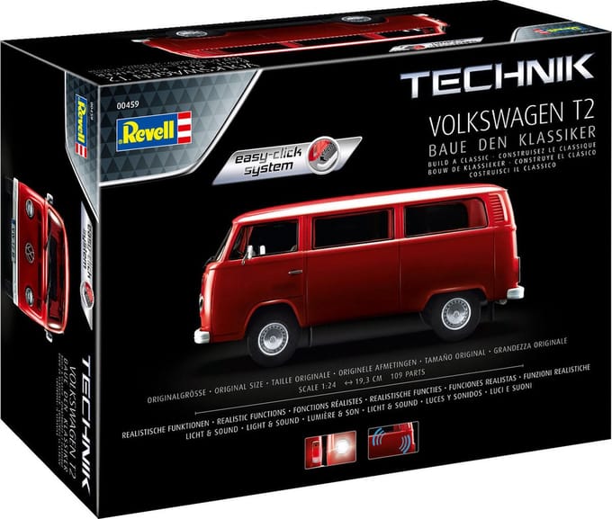 Revell Modelbouwpakket Auto - 00459 Volkswagen VW T2 Bus - Technik - Easy Click System Plastic - 1:24 - Modelbouw