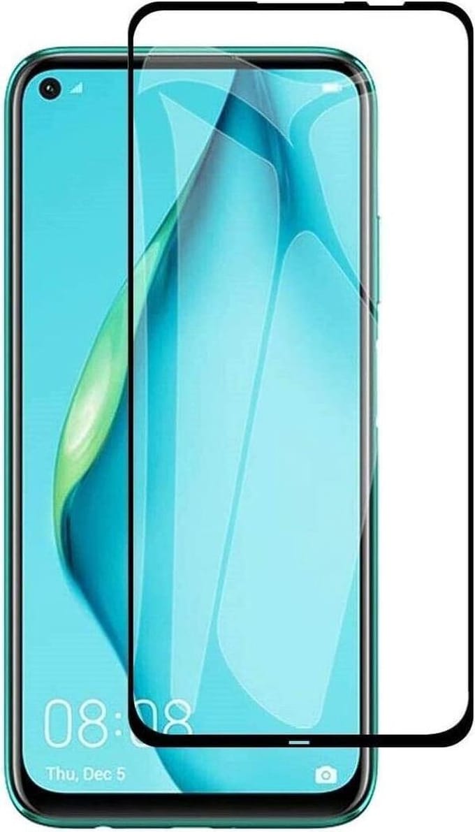 Screenprotector Glas - Full Curved Tempered Glass Screen Protector Geschikt voor: Huawei P40 Lite E  - 1x
