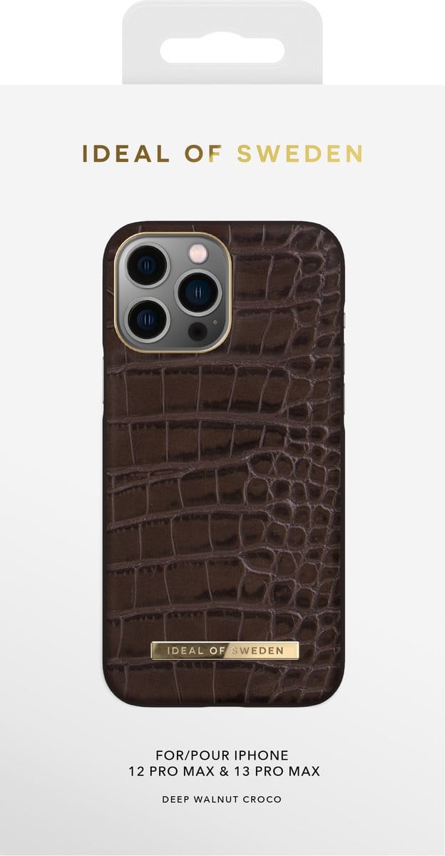 ideal of sweden atelier case introductory geschikt voor Apple iphone 12 pro max/13 pro max deep walnut croco