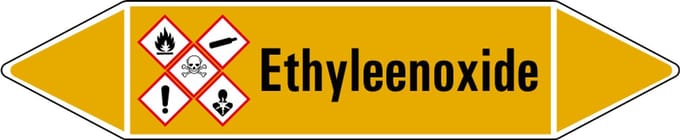 Ethyleenoxide leidingmarkering op vel 252 x 52 mm - 3 per vel