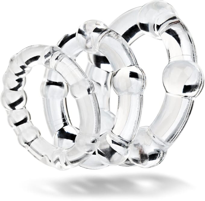 Being Fetish - Rekbare Rubberen Cockringen set - 3 stuks - Transparant