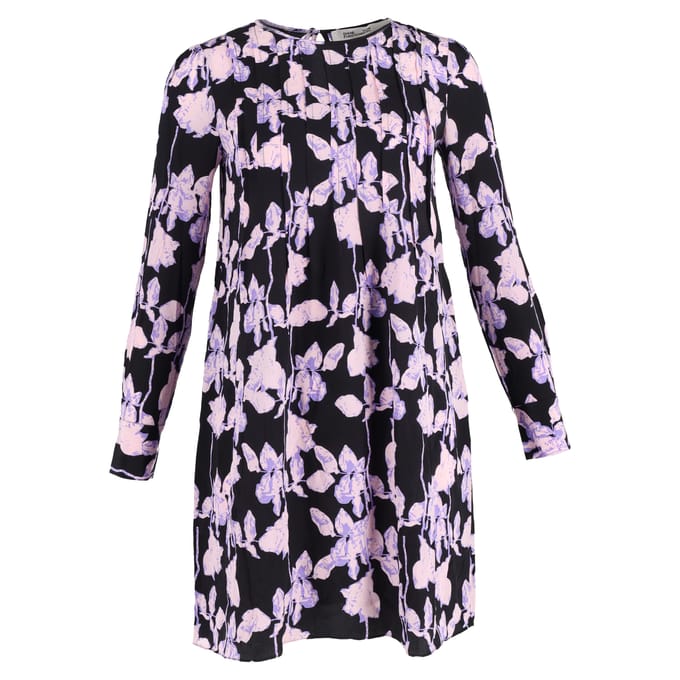 Diane von Furstenberg Joyce geplooide shiftjurk van zijde met bloemenprint