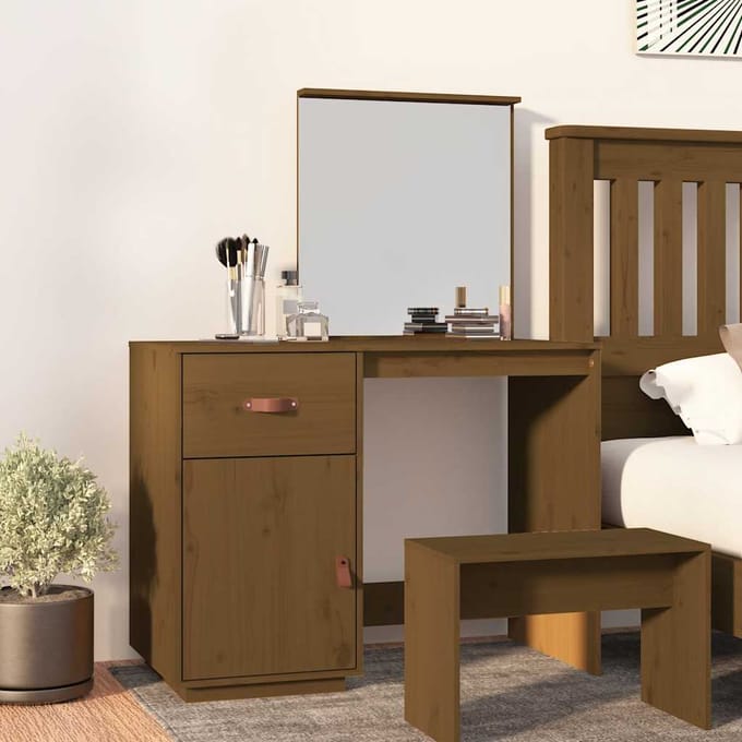 vidaXL - Kaptafel - 95x50x134 - cm - massief - grenenhout - honingbruin