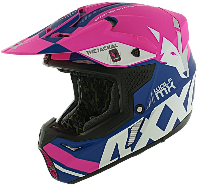 Axxis Wolf crosshelm Jackal mat roze blauw M