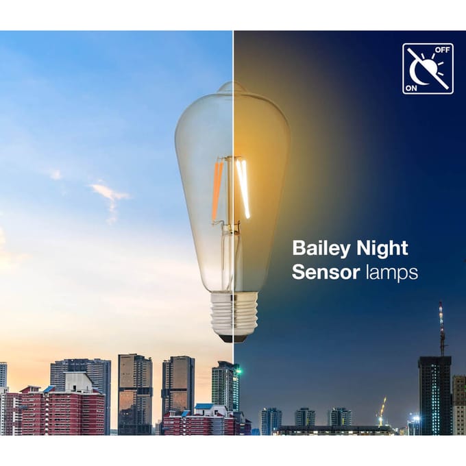 Bailey Led Filament St64 E27 Gouden Dag Nacht Sensor Lamp - 141867