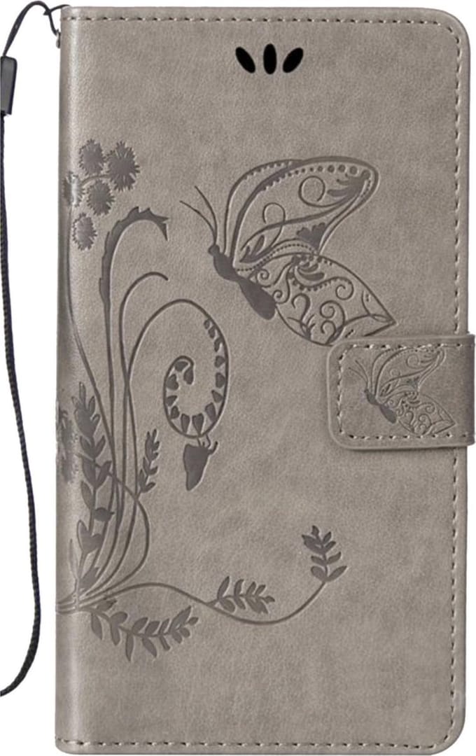 Geschikt voor Bookcase voor Apple iPhone 6 - iPhone 6s - Grijs - Vlinders - Portemonnee Hoesje