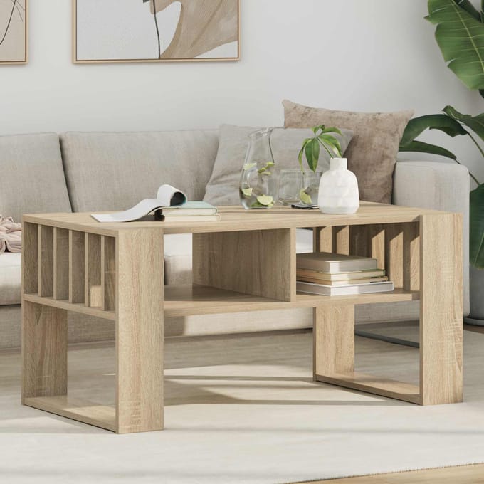 vidaXL - Salontafel - Sonoma - Eik - 92 - x - 49,5 - x - 45 - cm - Bewerkt - hout