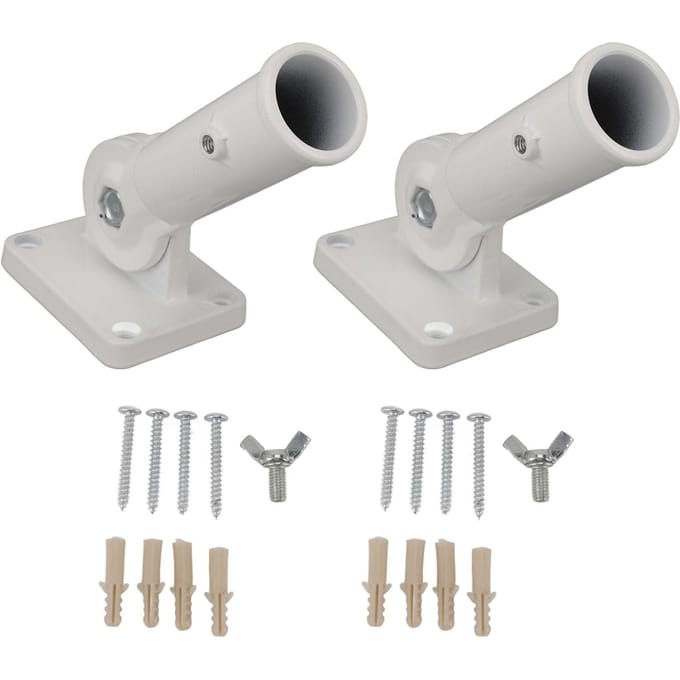 2 Stuks Verstelbare Vlaggenstokhouder Aluminiumlegering Metaal Wandmontage 180 Graden Multi Positie Beugel gray