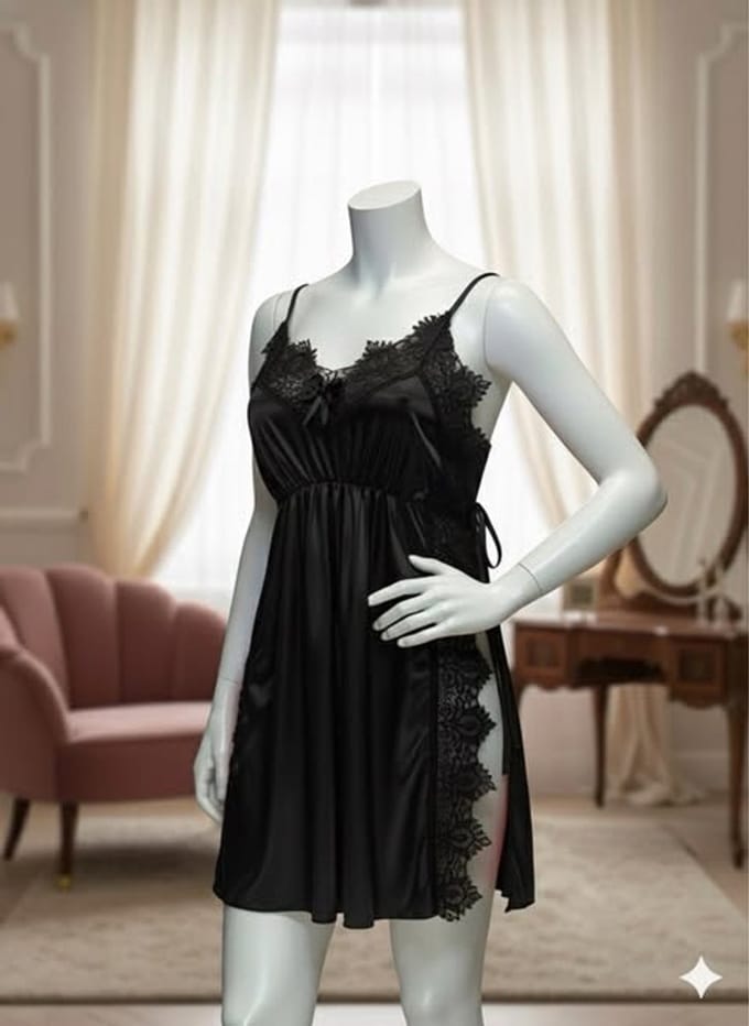 Satijnen Babydoll - Dark purple