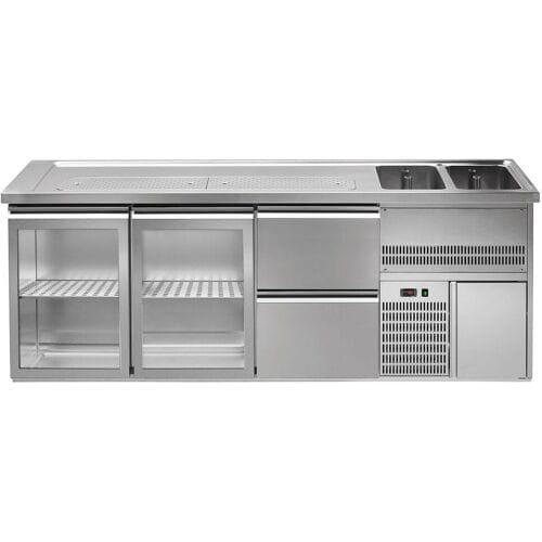 GGM Gastro Biertheke Premium PLUS - 2500x700mm - 2 Glastüren & 2 Schubladen