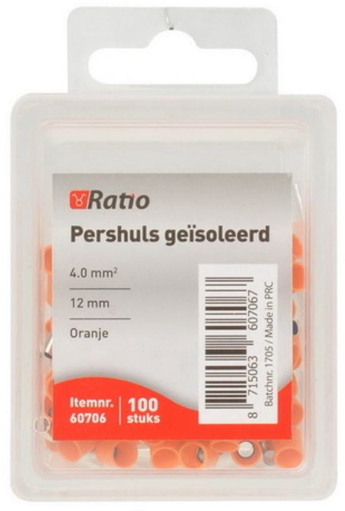 Ader Eindhuls Geïsoleerd 4mm Oranje - 100 Stuks