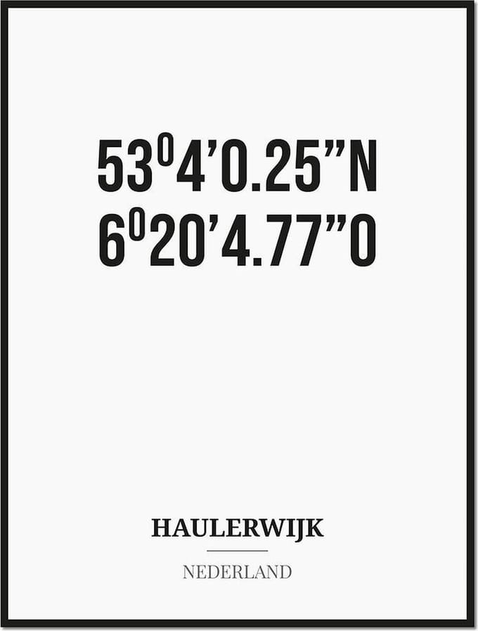 Poster/kaart HAULERWIJK met coördinaten