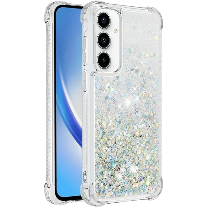Mocaa Samsung Galaxy A55 5G Valbestendig Glitter Hoesje Zilver