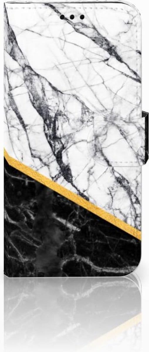 Samsung Galaxy J5 2017 Bookcase Marmer Wit Zwart - Origineel Cadeau Man