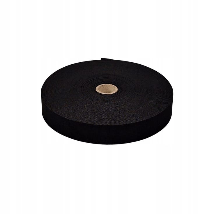 Ariadna Krawatengummi Polyester Elastisch 20mm Zwart 25m