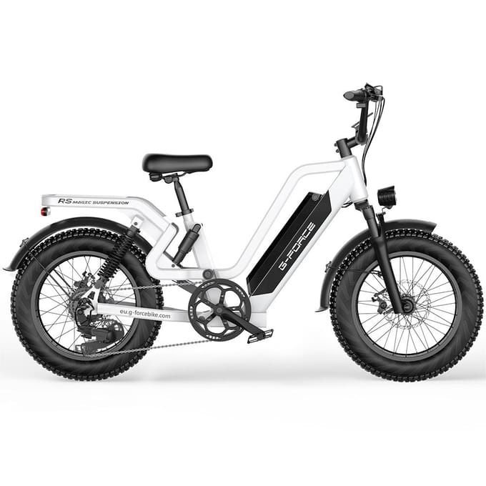 Vélo Électrique Tout-Terrain G-FORCE RS ST 20 pouces, Batterie 48V 25AH, Freins à Disque Hydrauliques blanc