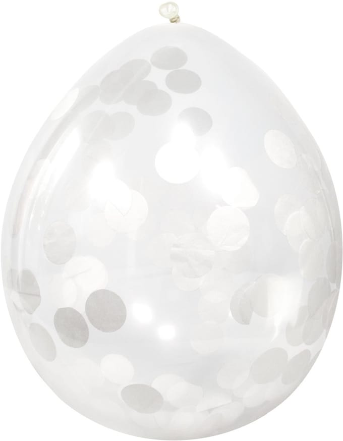 Confetti Ballonnen Wit 30cm - 4 stuks
