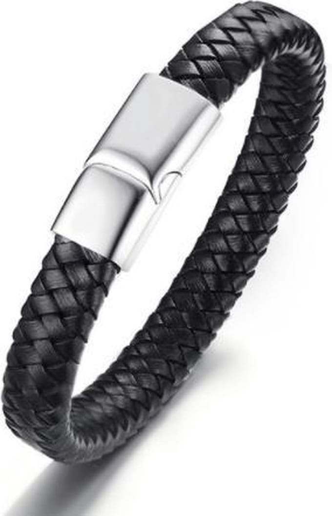Schitterende Leren Zwarte Armband | Damesarmband | Herenarmband