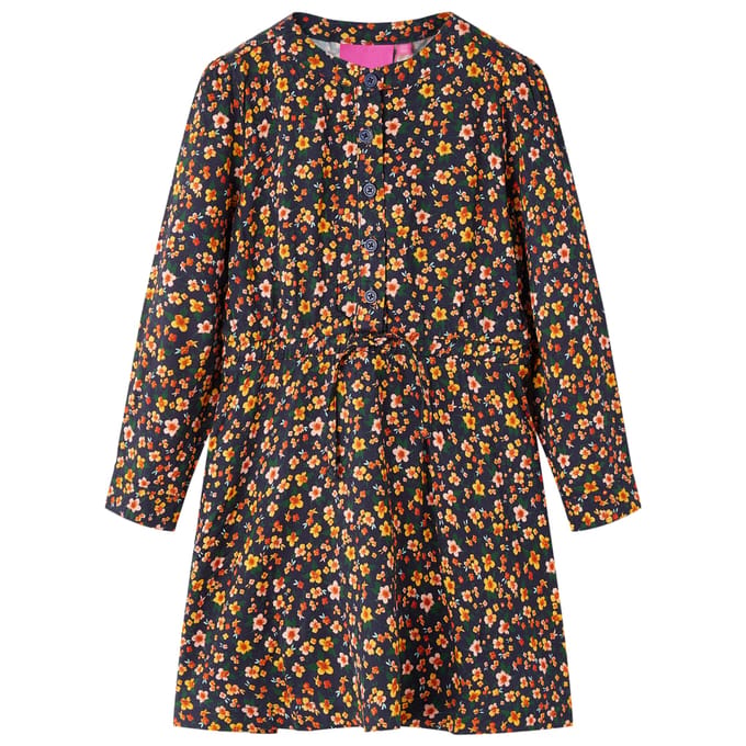 vidaXL - Kinderjurk - met - lange - mouwen - 104 - marineblauw