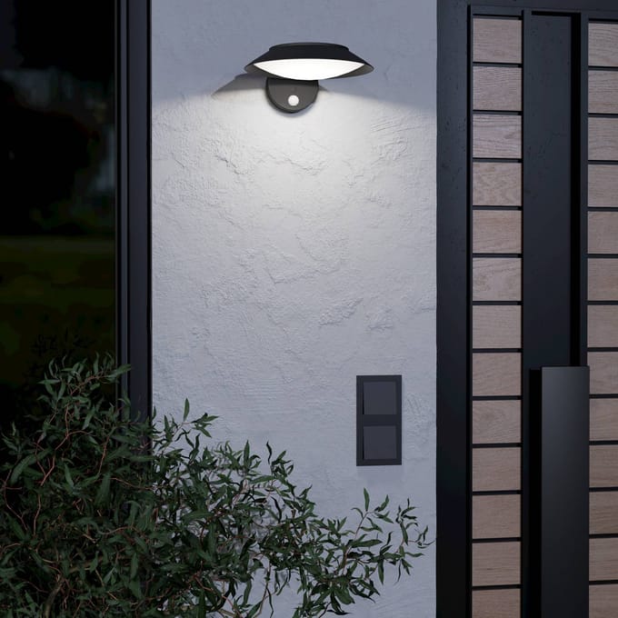 EGLO Cerrisi Solar Wandlamp Buiten - 25 cm - Zwart/Wit - Bewegingssensor