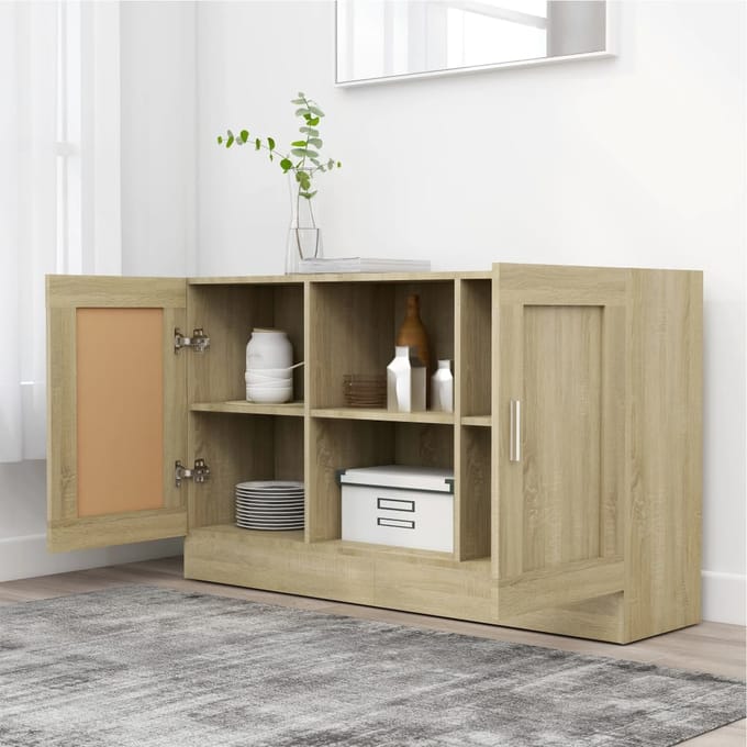 vidaXL - Dressoir - 120x30,5x70 - cm - bewerkt - hout - sonoma - eikenkleurig