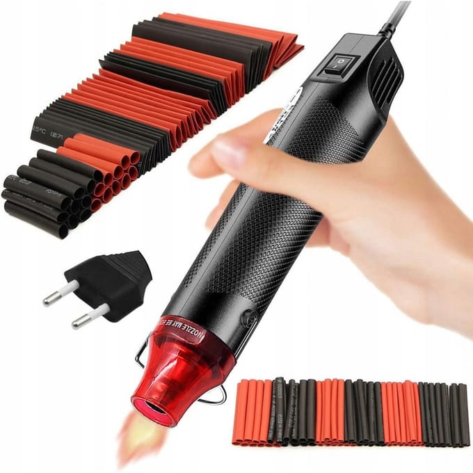 Rosfix Mini Heteluchtpistool Set - 300W Hot-Air - Krimpkousen 127 St 2:1 Ø2–13mm Polyolefine