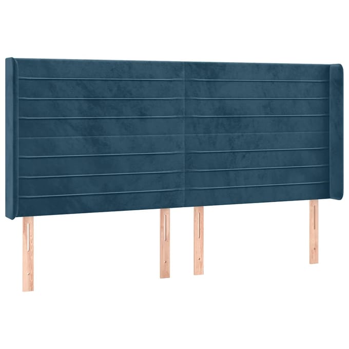 vidaXL - Hoofdbord - LED - 163x16x118/128 - cm - fluweel - donkerblauw