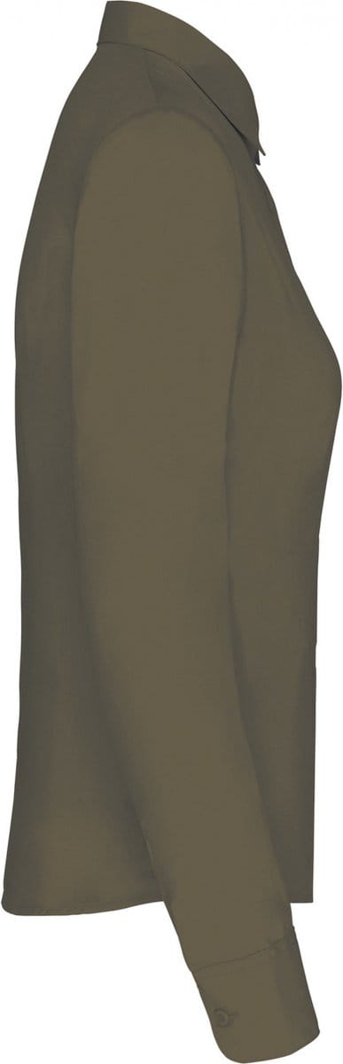 Kariban Overhemd in onderhoudsvriendelijk polykatoen-popeline dames K549 - Light khaki - S