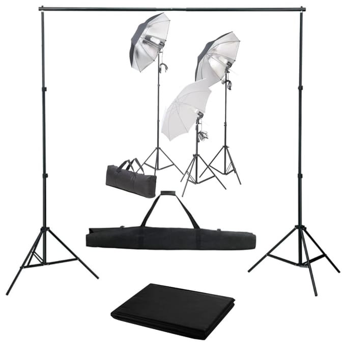 vidaXL - Fotostudioset - met - verlichtingsset - en - achtergrond