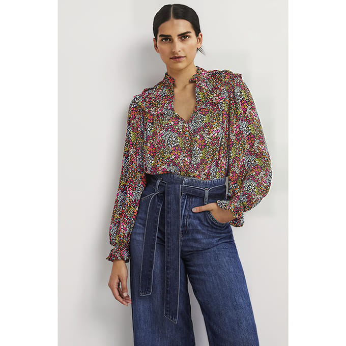 Boden Ruffle Collar Statement Top Mlt Maat: 6 | Blouses Outlet | Dames
