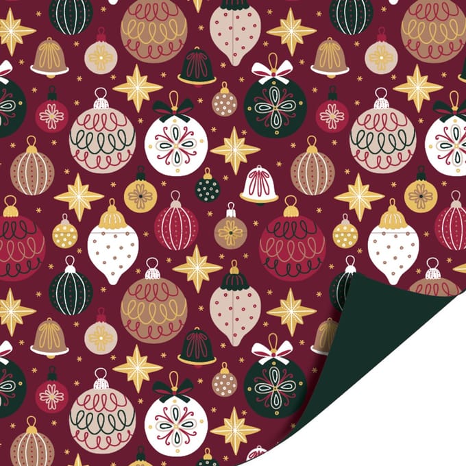 Cadeaupapier 70x200 cm - Classic Christmas - Christmas ornaments
