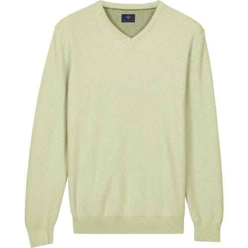 Baileys Trui Cotton V-Neck Pullover Subtle Faux-Uni Structure Knit Pastel Groen / male