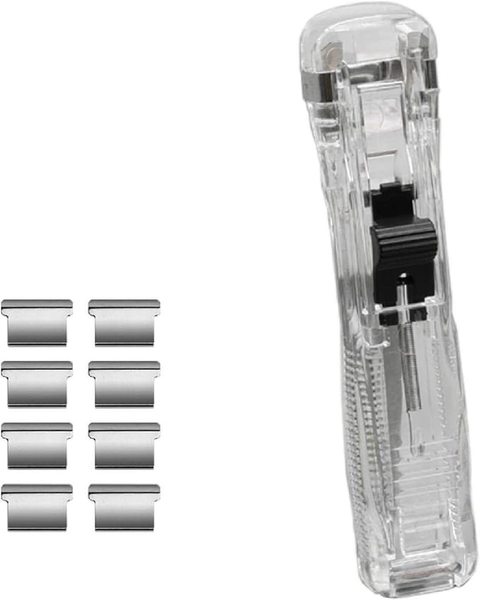 Duurzame Paper Stapler met 8 Herbruikbare Clips, Ideaal voor Kantoor, Thuis en School Documenten