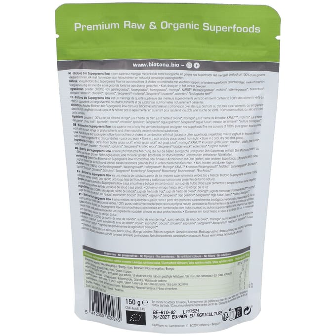 Biotona Supergreens raw powder bio 150 Gram