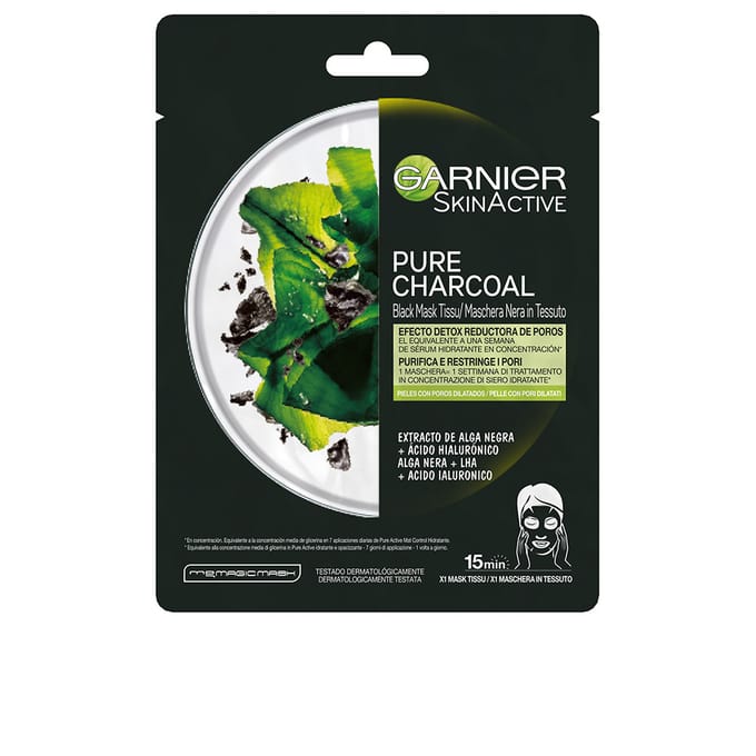 Skinactive Pure Charcoal Zwart Detoxmasker Met Pore-reducerend Effect 28g