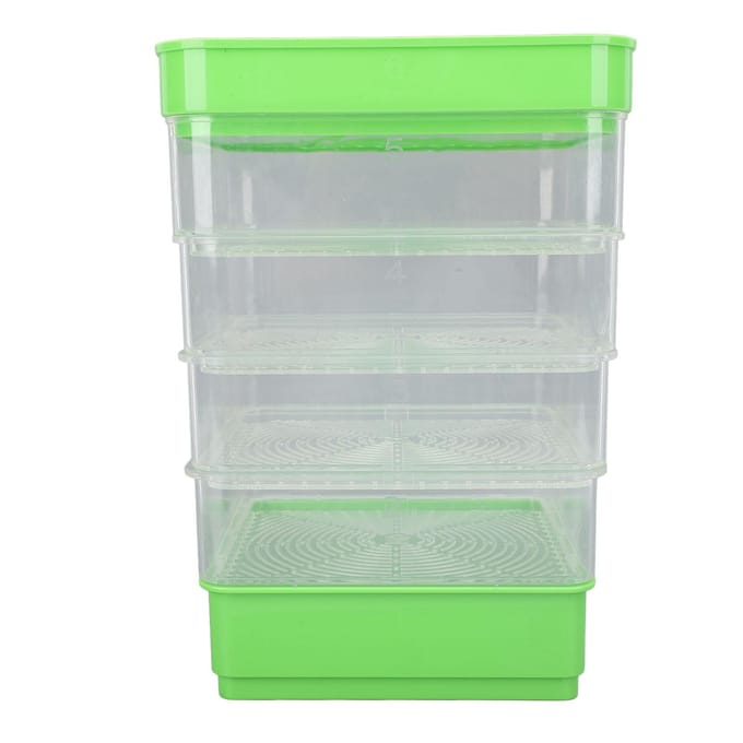 Stapelbare Kiemset 4 Lagen Ruimtebesparend Multifunctioneel Microgroente Kweekbak voor Taugé Microgreens Type 1 white