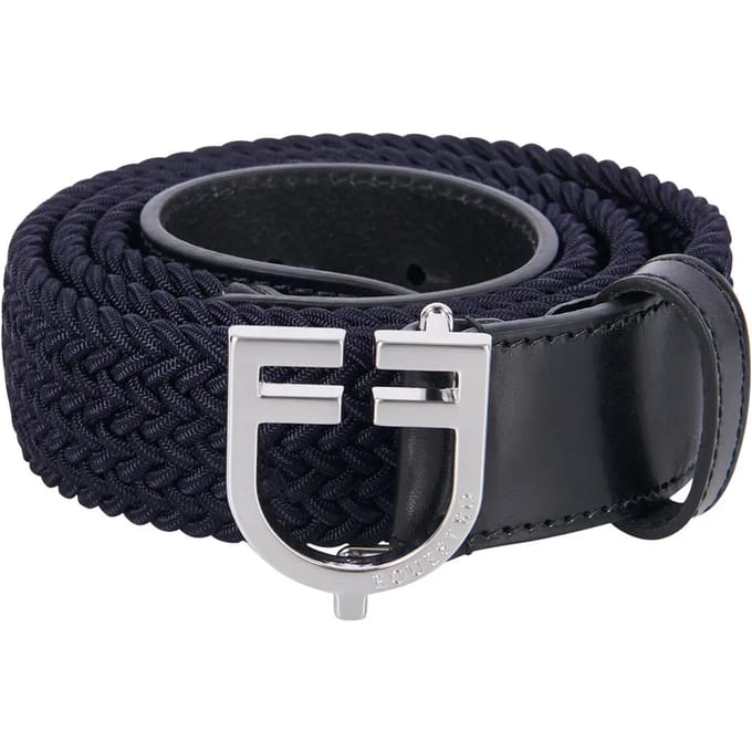 Elastische riem met leren logo-buckle voor dames Equestro
