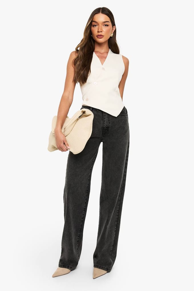 boohoo Dames Asymmetrisch verstelbaar rugvest | Wit | Maat: 44