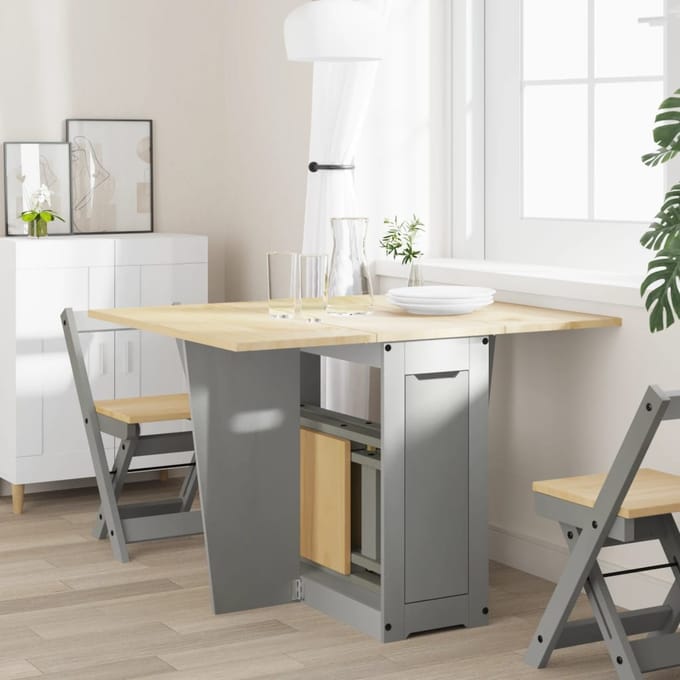 vidaXL - Eettafel - Corona - inklapbaar - massief - grenenhout - grijs