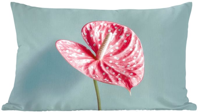 Sierkussens - Kussentjes Woonkamer - 60x40 cm - Blad - Anthurium - Stippen - Roze