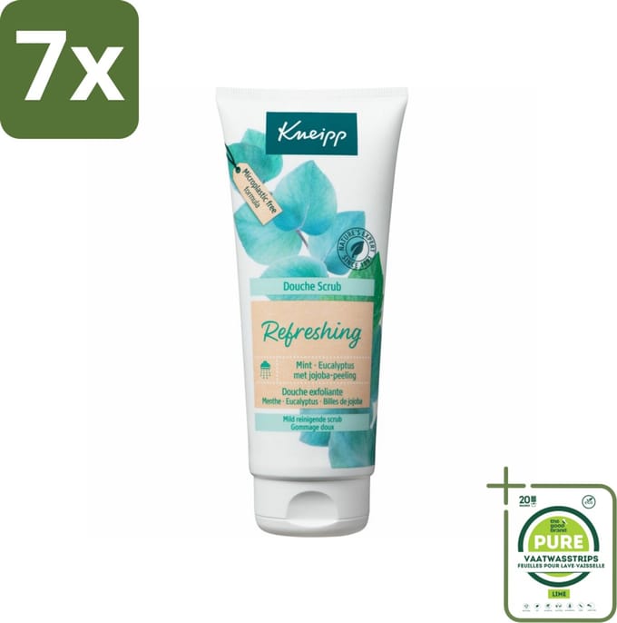 7 x Kneipp - Douche scrub - Refreshing - Mint & Eucalyptus - 200 ml - Grootverpakking - Douche Scrub - Verfrissende Douche - Mint - Eucalyptus - Jojoba Scrub