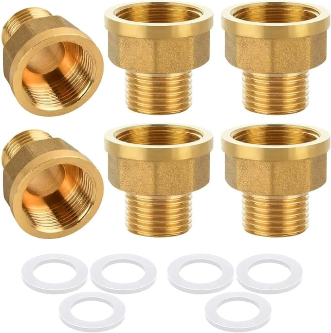 Draadmoer voor tuinslangen, hexagonale messing dop, messing einddop, schroefverbinding, 1/2" x 3/4", waterdicht en duurzaam