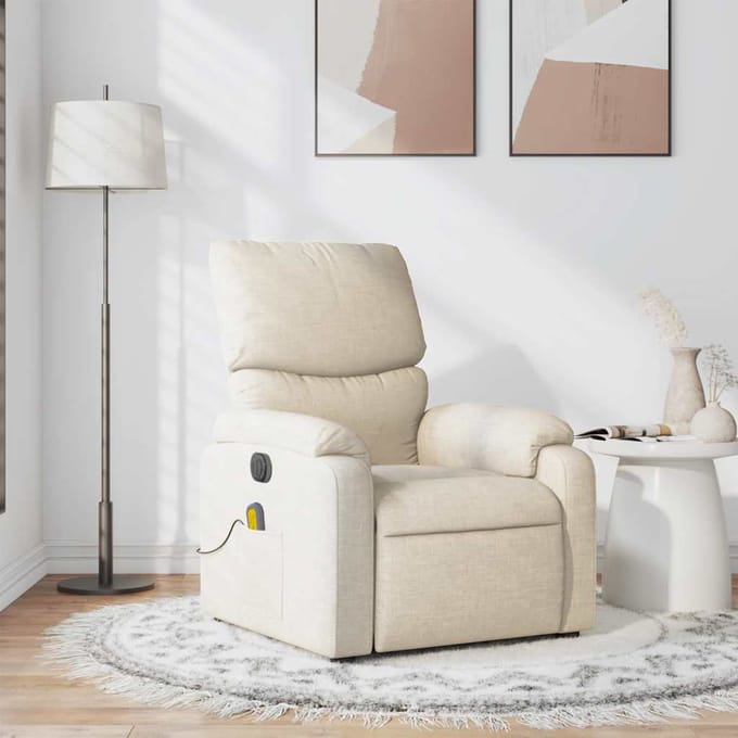 vidaXL - Massagestoel - verstelbaar - stof - crèmekleurig