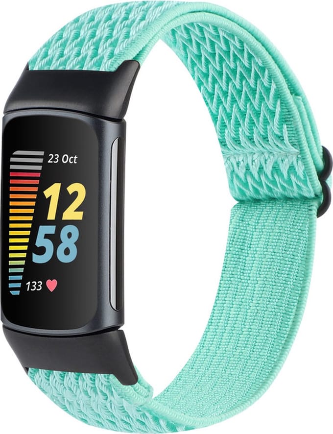 Nylon bandje - geschikt voor Fitbit Charge 5 / Charge 6 - mingroen